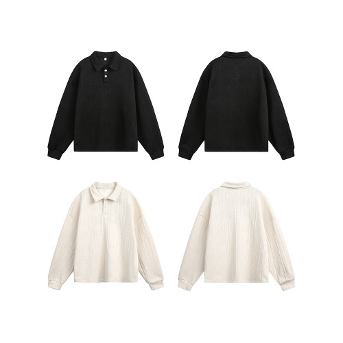 STA官方店2025新款秋季提花翻領長袖衛衣男女百搭打底衫情侶上衣