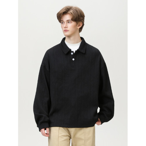 STA官方店2025新款秋季提花翻領長袖衛衣男女百搭打底衫情侶上衣