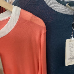 意利澳諾薄款針織衫打底衫圓領毛衣中袖套頭女士上衣19407