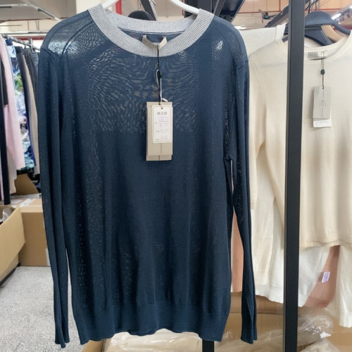 意利澳諾薄款針織衫打底衫圓領毛衣中袖套頭女士上衣19407