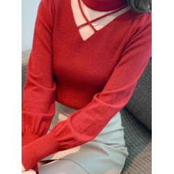 半高領打底衫女秋冬內搭韓版時尚洋氣鏤空設計感修身毛衣針織上衣