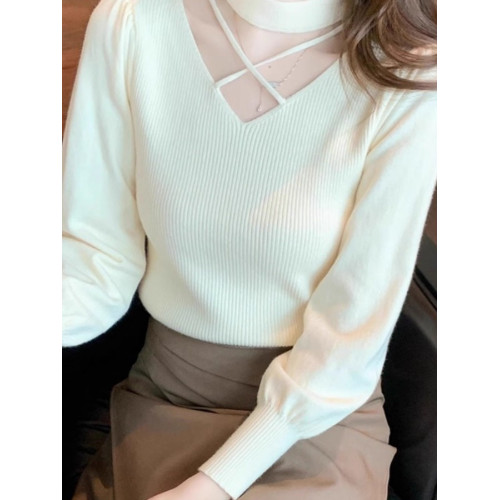 半高領打底衫女秋冬內搭韓版時尚洋氣鏤空設計感修身毛衣針織上衣