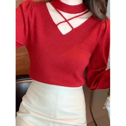 半高領打底衫女秋冬內搭韓版時尚洋氣鏤空設計感修身毛衣針織上衣