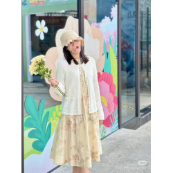 2025春季新款女裝白色鏤空長袖毛針織衫女寬松圓領套頭打底衫