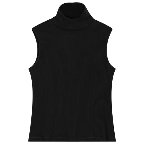 歐洲初秋上衣女新款白色高領無袖針織衫2022年新款緊身打底衫潮