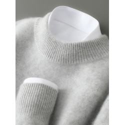 100%純羊毛衫男一線成衣半高領加厚針織毛衣寬松羊毛衫無縫打底衫