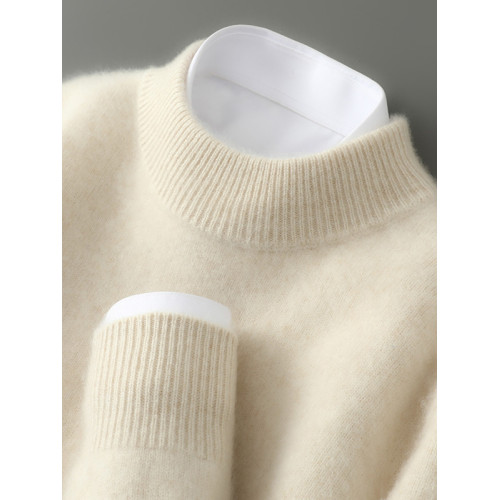 100%純羊毛衫男一線成衣半高領加厚針織毛衣寬松羊毛衫無縫打底衫