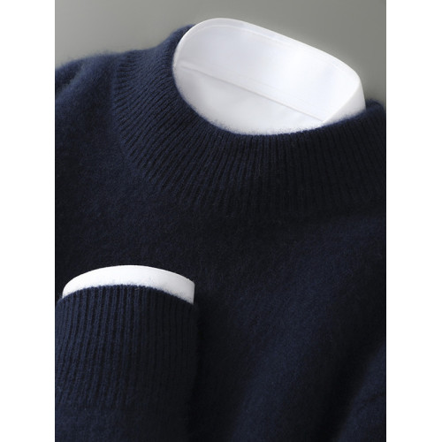 100%純羊毛衫男一線成衣半高領加厚針織毛衣寬松羊毛衫無縫打底衫