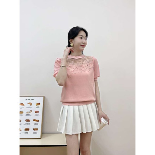 2025夏季新款女裝時尚休閒百搭圓領短袖針織衫女修身顯瘦打底衫