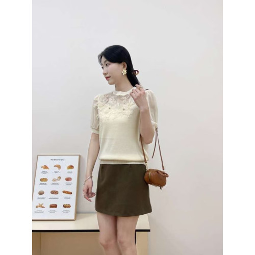 2025夏季新款女裝時尚休閒百搭圓領短袖針織衫女修身顯瘦打底衫