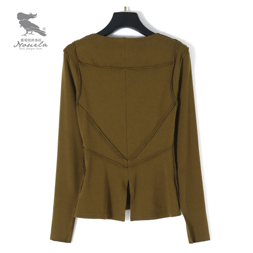 【安晴粉絲專享】洛拉自製設計師款小衆氣質收腰打底衫T1119