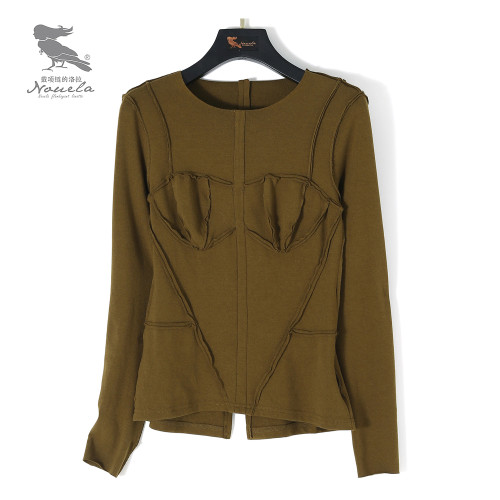 【安晴粉絲專享】洛拉自製設計師款小衆氣質收腰打底衫T1119