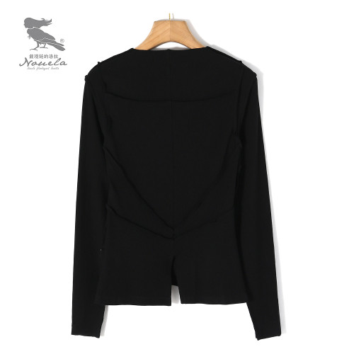 【安晴粉絲專享】洛拉自製設計師款小衆氣質收腰打底衫T1119