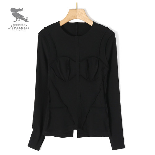 【安晴粉絲專享】洛拉自製設計師款小衆氣質收腰打底衫T1119