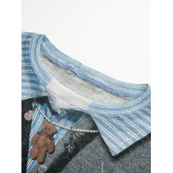 2025秋季新款時尚甜酷百搭菱格印花假兩件圓領打底衫女2530Z13724