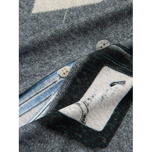 2025秋季新款時尚甜酷百搭菱格印花假兩件圓領打底衫女2530Z13724