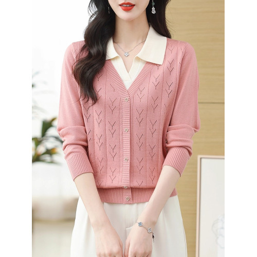 假兩件長袖打底衫外穿女士2025秋冬季新款洋氣翻領上衣減齡針織衫