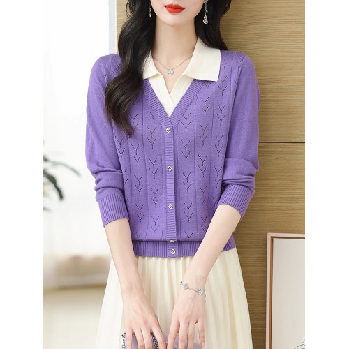 假兩件長袖打底衫外穿女士2025秋冬季新款洋氣翻領上衣減齡針織衫