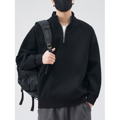 gBUbg 半拉鍊衛衣男款2025新款春秋季寬松潮牌立領加絨打底衫上衣