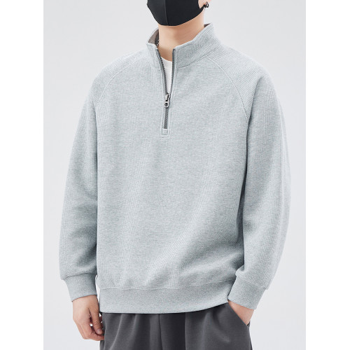 gBUbg 半拉鍊衛衣男款2025新款春秋季寬松潮牌立領加絨打底衫上衣