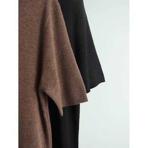 2025年秋季新款優質羊毛混紡針織衫女高領短袖毛衣氣質內搭打底衫