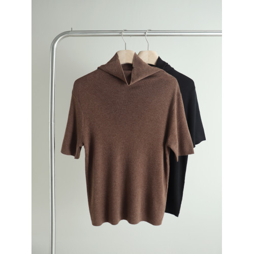 2025年秋季新款優質羊毛混紡針織衫女高領短袖毛衣氣質內搭打底衫