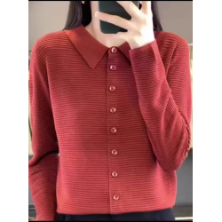 2025夏季新款女裝黃色翻領短袖毛針織衫女寬松套頭打底衫時尚洋氣