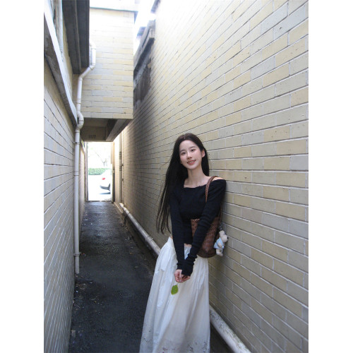 韓系慵懶風一字肩針織衫毛衣女秋季2025新款高級感打底衫早秋上衣