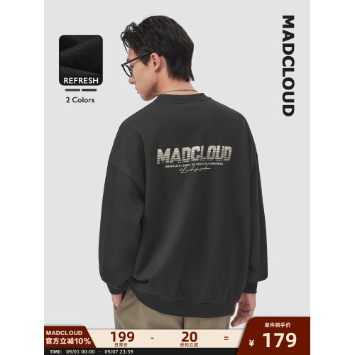 MAD官方 | Madcloud美式高街上衣春秋套頭衫打底衫潮牌圓領衛衣男