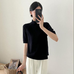 伊馨大碼女裝胖mm純色針織上衣寬松減齡套頭中袖打底衫2024年秋裝