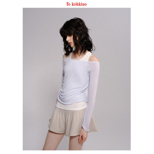 TOKOKKINO*藍白打底衫兩件套