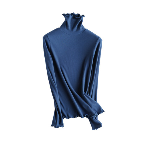 含桑蠶絲髮熱恒溫加絨長袖堆堆領打底衫女 半高領修身針織衫秋冬