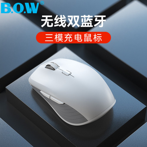 BOW 雙模無線藍牙滑鼠靜音男女生可充電筆記型電腦ipad平板無聲