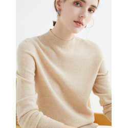 無縫一線半高領純羊毛衫女克萊因藍修身毛衣針織打底衫秋冬羊絨衫