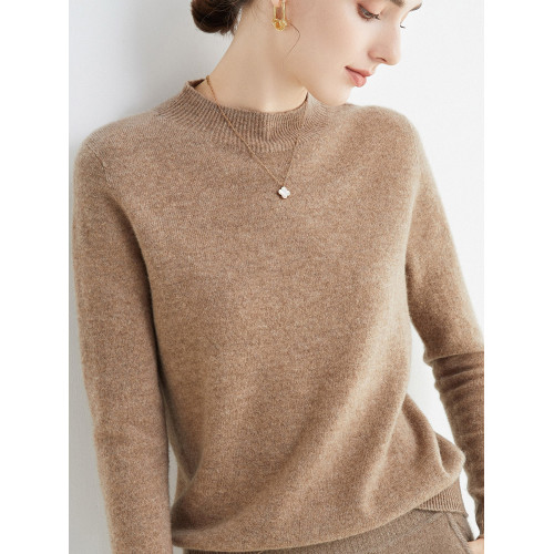 無縫一線半高領純羊毛衫女克萊因藍修身毛衣針織打底衫秋冬羊絨衫