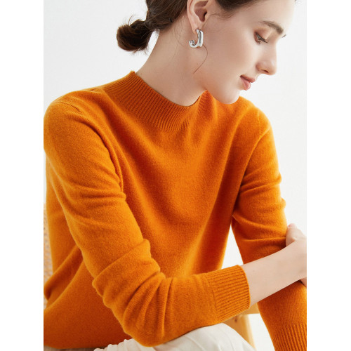 無縫一線半高領純羊毛衫女克萊因藍修身毛衣針織打底衫秋冬羊絨衫