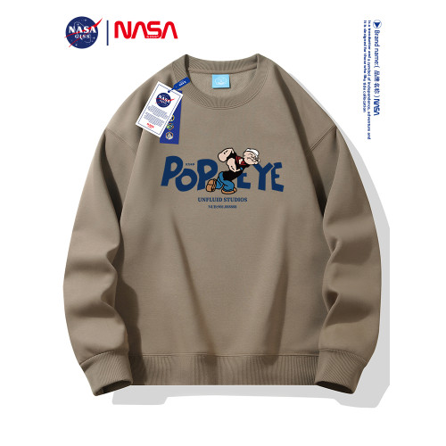 NASA衛衣男士秋冬季圓領套頭加絨加厚情侶款寬松oversize打底衫潮