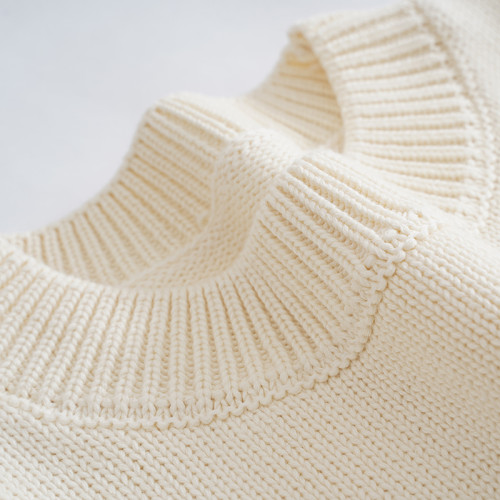 歐單 全棉100% 圓領毛衣女士套頭針織衫秋冬打底衫長袖寬松 厚款