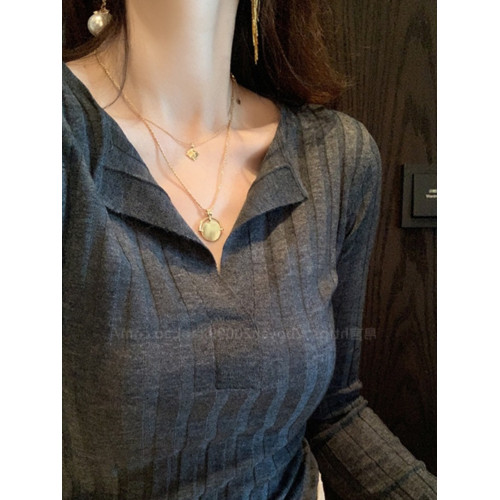 白色v領冰絲針織衫打底女夏季薄款超好看內搭修身長袖設計感上衣