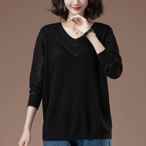 毛衣女秋冬加肥加大碼女裝寬松中年媽媽洋氣v領女士針織衫打底衫