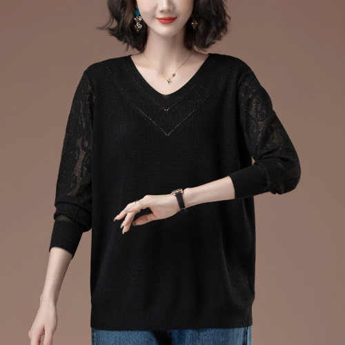 毛衣女秋冬加肥加大碼女裝寬松中年媽媽洋氣v領女士針織衫打底衫