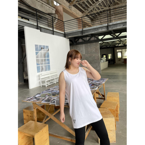 純棉長背心特大碼女裝屁簾白邊200斤胖mm寬松內搭曡穿神器打底衫