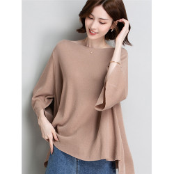 不規則漂亮打底衫女短款大碼慵懶針織上衣2025春秋款毛衣薄款外穿