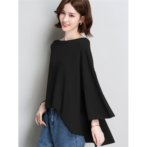 不規則漂亮打底衫女短款大碼慵懶針織上衣2025春秋款毛衣薄款外穿