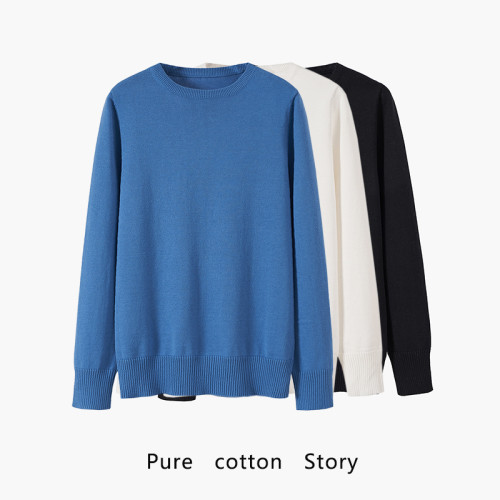 外單J標 100%全棉針織打底衫女士春秋單穿薄毛衣純棉線針織衫線衣