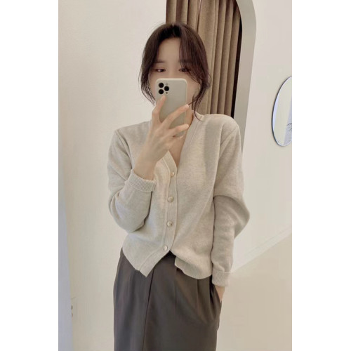 v領開衫外套毛衣女2025春秋新設計感小衆針織打底衫外搭薄款上衣