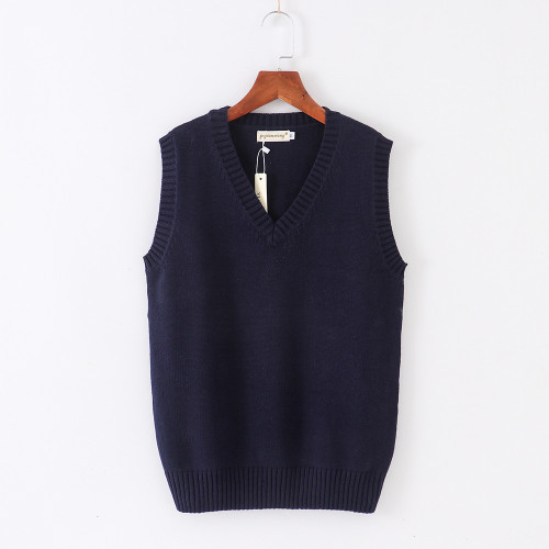 純棉線毛衣針織背心馬甲V領套頭打底衫男女針織衫秋冬套頭衫