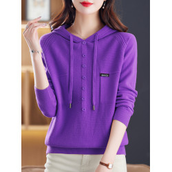 胖mm春秋特大碼針織毛衣女加肥帶帽衛衣200斤寬松遮肚羊毛打底衫