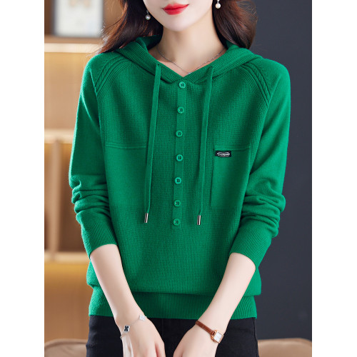 胖mm春秋特大碼針織毛衣女加肥帶帽衛衣200斤寬松遮肚羊毛打底衫