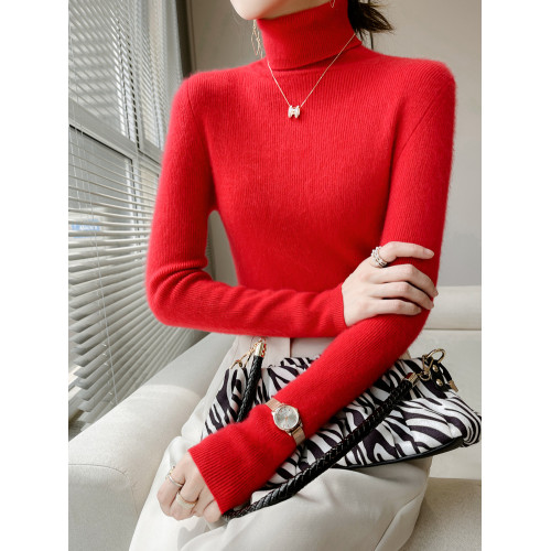 美麗諾100%純羊毛衫女高領羊絨衫修身毛衣女內搭針織打底衫冬加厚